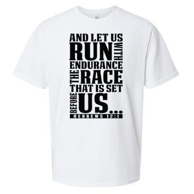 Christian Bible Verse Let Us Run With Endurance Running Gift Sueded Cloud Jersey T-Shirt