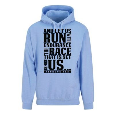 Christian Bible Verse Let Us Run With Endurance Running Gift Unisex Surf Hoodie