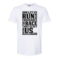 Christian Bible Verse Let Us Run With Endurance Running Gift Softstyle CVC T-Shirt