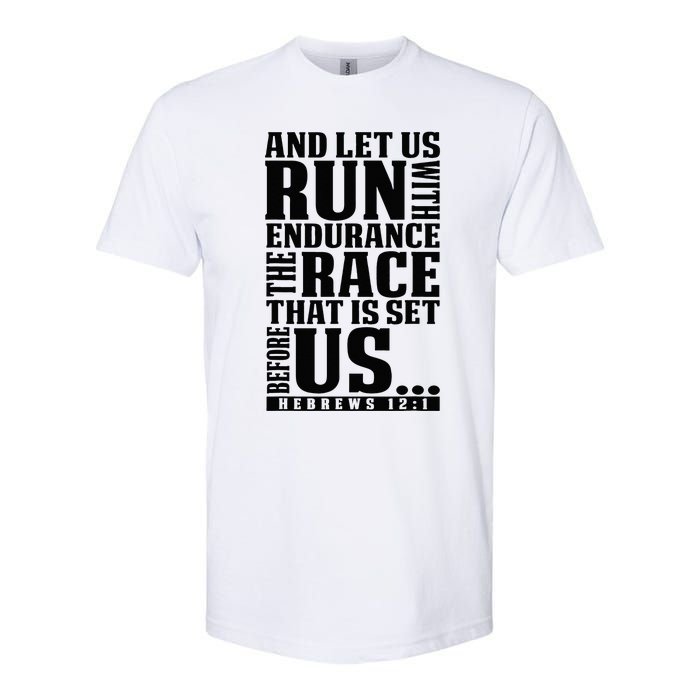 Christian Bible Verse Let Us Run With Endurance Running Gift Softstyle CVC T-Shirt