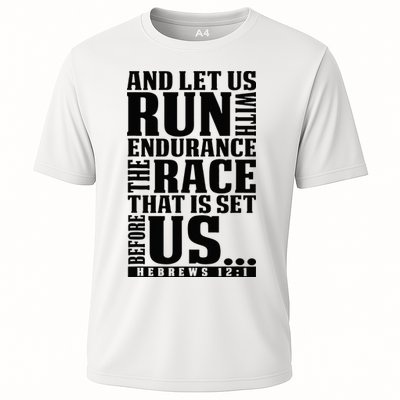 Christian Bible Verse Let Us Run With Endurance Running Gift Cooling Performance Crew T-Shirt