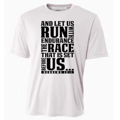 Christian Bible Verse Let Us Run With Endurance Running Gift Cooling Performance Crew T-Shirt