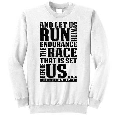 Christian Bible Verse Let Us Run With Endurance Running Gift Sweatshirt