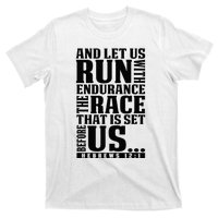 Christian Bible Verse Let Us Run With Endurance Running Gift T-Shirt