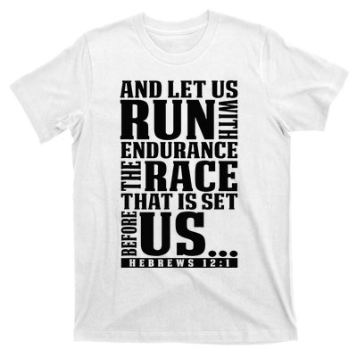 Christian Bible Verse Let Us Run With Endurance Running Gift T-Shirt