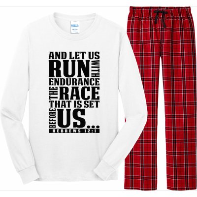 Christian Bible Verse Let Us Run With Endurance Running Gift Long Sleeve Pajama Set