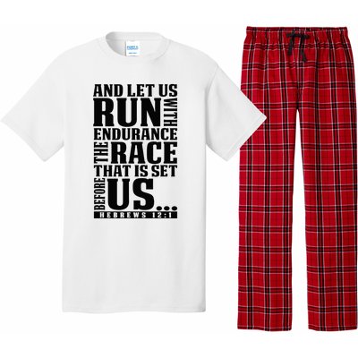 Christian Bible Verse Let Us Run With Endurance Running Gift Pajama Set