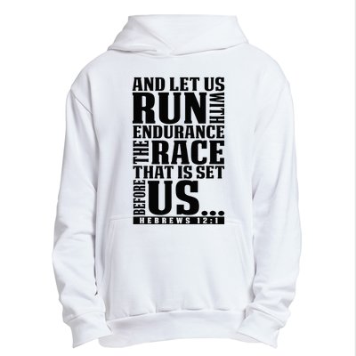 Christian Bible Verse Let Us Run With Endurance Running Gift Urban Pullover Hoodie