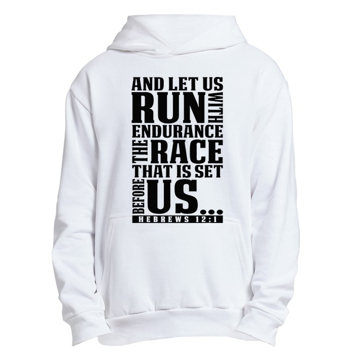 Christian Bible Verse Let Us Run With Endurance Running Gift Urban Pullover Hoodie