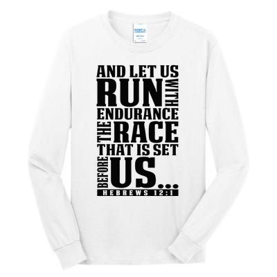 Christian Bible Verse Let Us Run With Endurance Running Gift Tall Long Sleeve T-Shirt