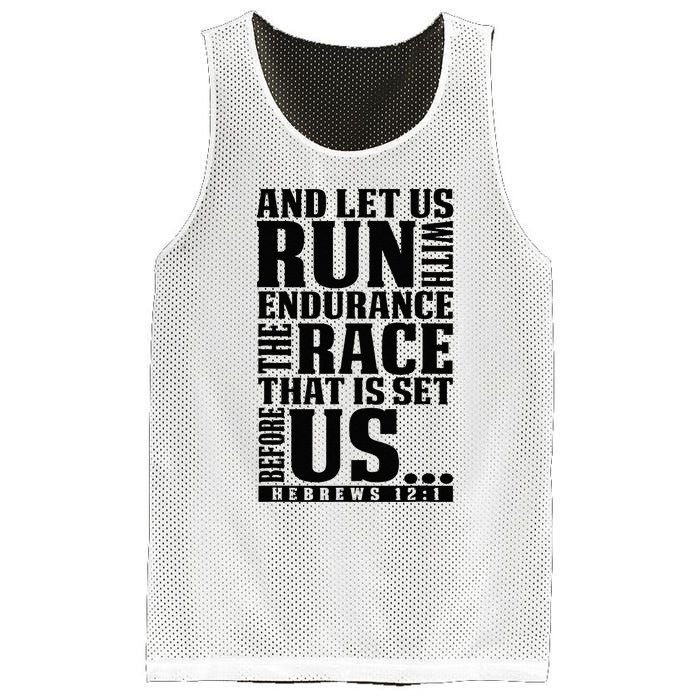 Christian Bible Verse Let Us Run With Endurance Running Gift Mesh Reversible Basketball Jersey Tank