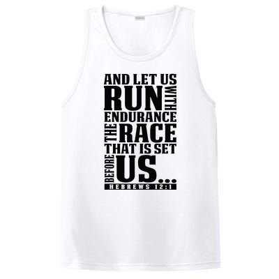 Christian Bible Verse Let Us Run With Endurance Running Gift PosiCharge Competitor Tank