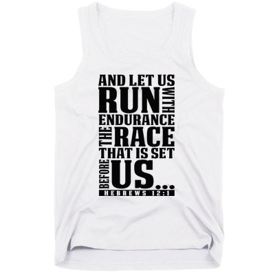 Christian Bible Verse Let Us Run With Endurance Running Gift Tank Top