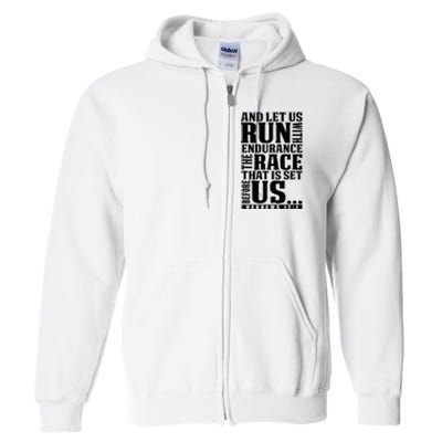 Christian Bible Verse Let Us Run With Endurance Running Gift Full Zip Hoodie