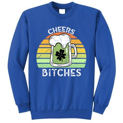 Cheers Bitches Vintage Saint Patricks Retro Beer Ing Cute Gift Tall Sweatshirt