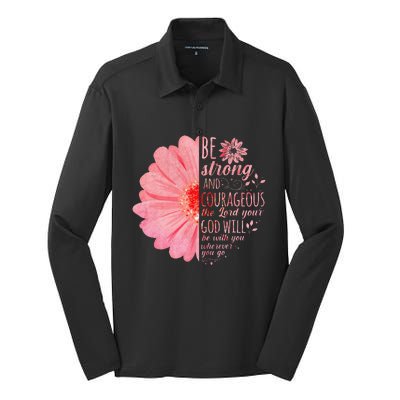 Christian Bible Verse Joshua 19 Flower Silk Touch Performance Long Sleeve Polo