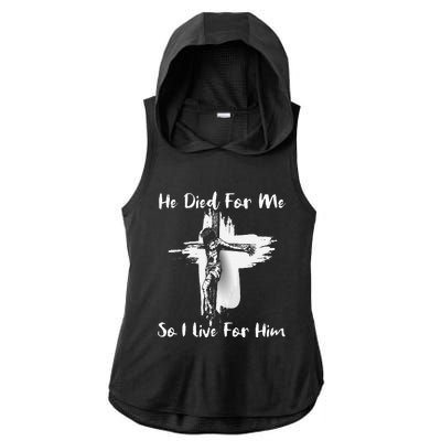 Christian Bible Verse Jesus Died For Me Ladies PosiCharge Tri-Blend Wicking Draft Hoodie Tank