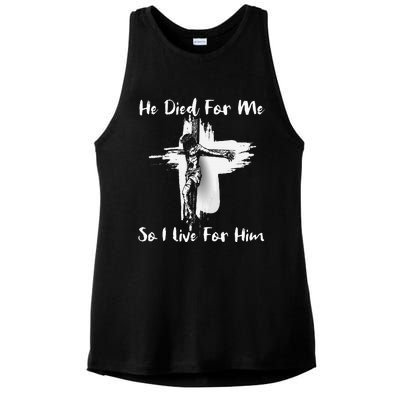 Christian Bible Verse Jesus Died For Me Ladies PosiCharge Tri-Blend Wicking Tank