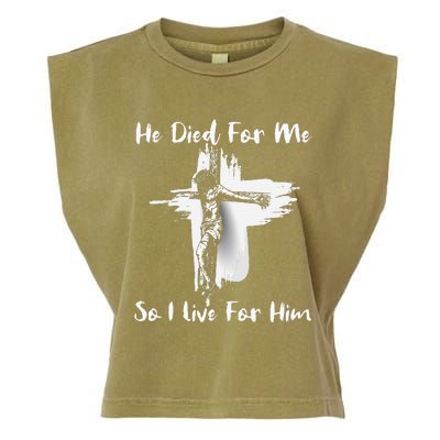 Christian Bible Verse Jesus Died For Me Garment-Dyed Women's Muscle Tee