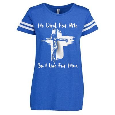 Christian Bible Verse Jesus Died For Me Enza Ladies Jersey Football T-Shirt