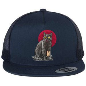 Cat Bloody Vampire Mouse Halloween Spooky Horror Outfit Flat Bill Trucker Hat