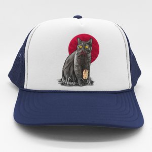 Cat Bloody Vampire Mouse Halloween Spooky Horror Outfit Trucker Hat