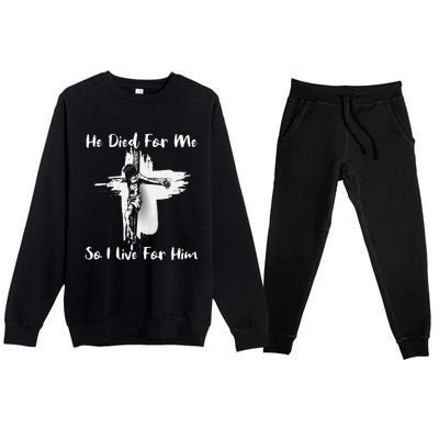 Christian Bible Verse Jesus Died For Me Premium Crewneck Sweatsuit Set