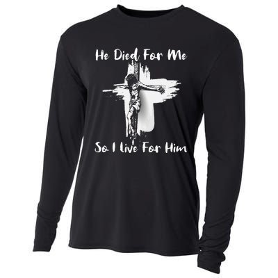 Christian Bible Verse Jesus Died For Me Cooling Performance Long Sleeve Crew