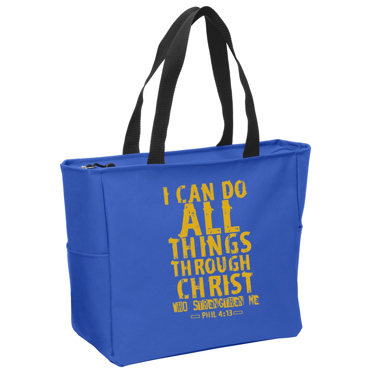 Christian Bible Verse Quote Jesus Christ Philippians 413 Zip Tote Bag