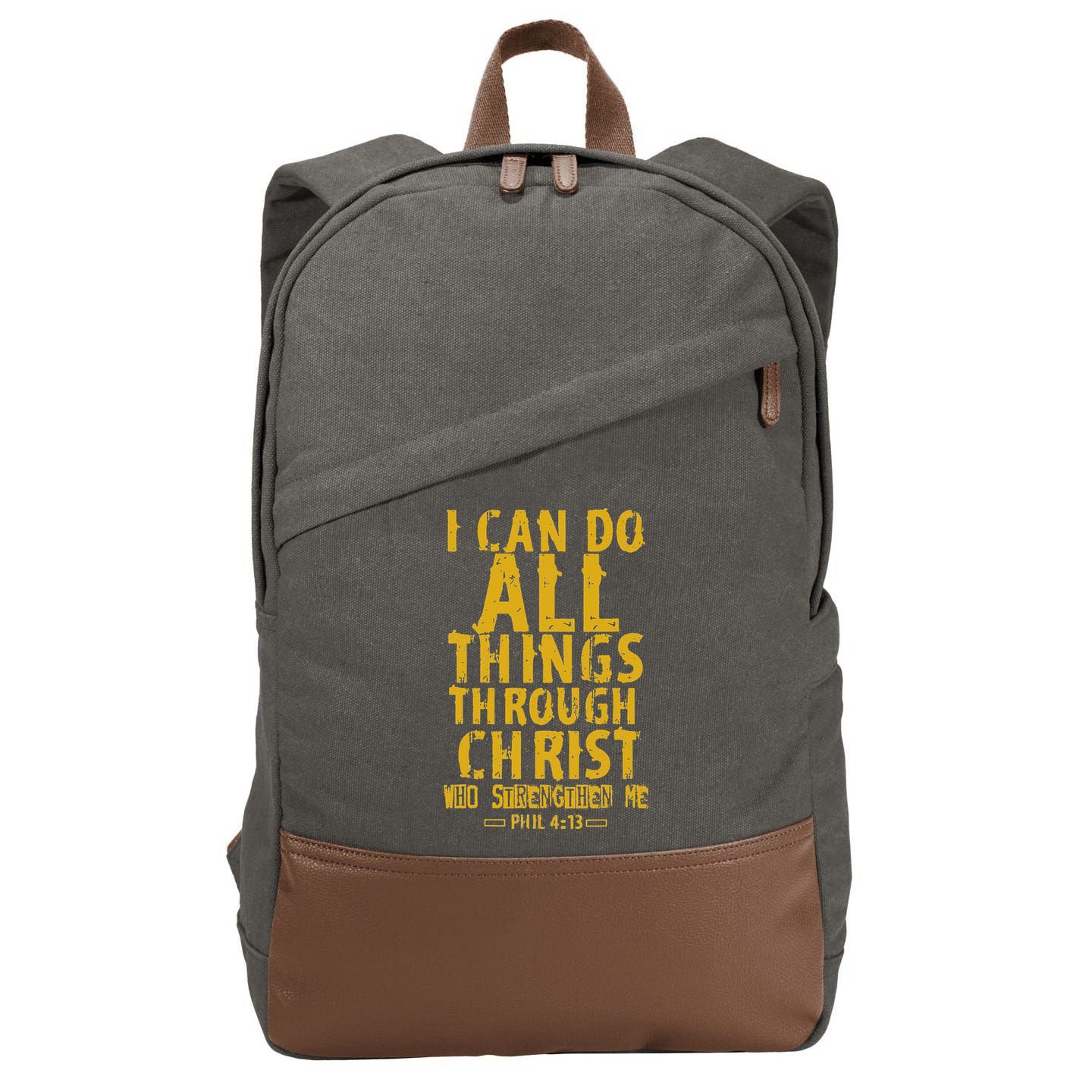 Christian Bible Verse Quote Jesus Christ Philippians 413 Cotton Canvas Backpack