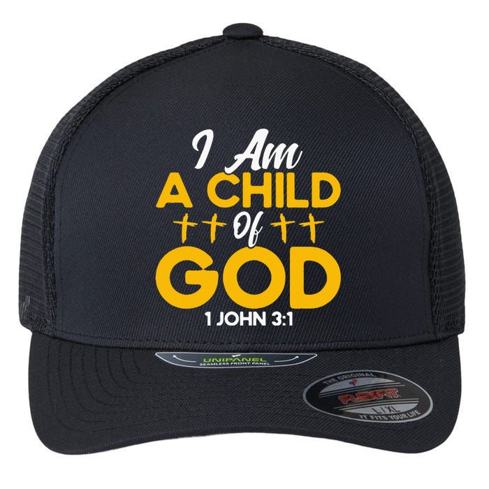 Christian Bible Verse John 31 Child Of God Cross Flexfit Unipanel Trucker Cap