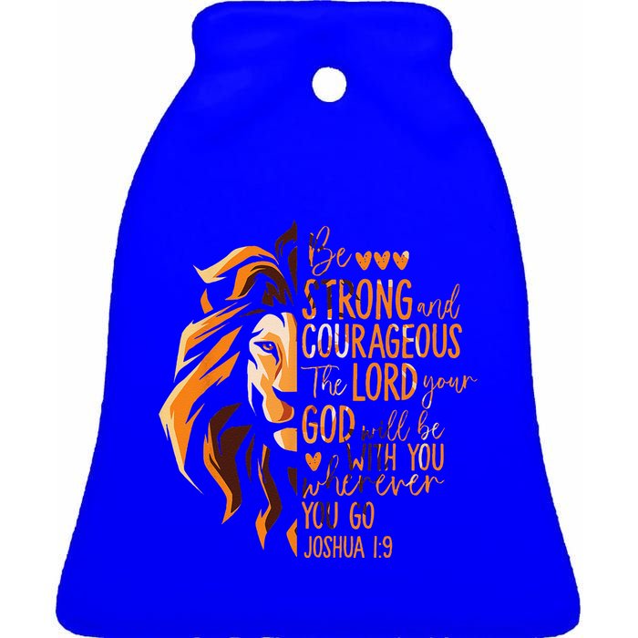 Christian Bible Verse Joshua 19 Lion Ceramic Bell Ornament