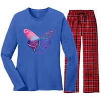 Christian Bible Verse Proverbs 31:25 Butterfly Gift Women's Long Sleeve Flannel Pajama Set 