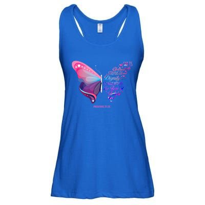 Christian Bible Verse Proverbs 31:25 Butterfly Gift Ladies Essential Flowy Tank