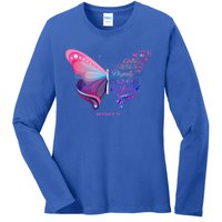 Christian Bible Verse Proverbs 31:25 Butterfly Gift Ladies Long Sleeve Shirt