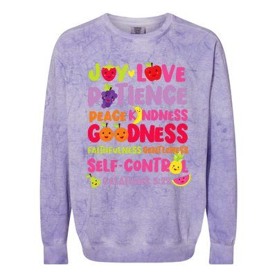 Christian Bible Verse Fruit Of The Spirit Galatians 522 Colorblast Crewneck Sweatshirt