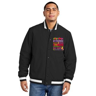 Christian Bible Verse Fruit Of The Spirit Galatians 522 Insulated Varsity Jacket