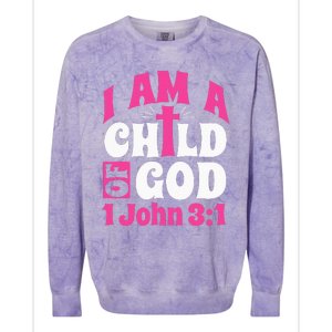 Christian Bible Verse I Am A Child Of God 1 John 31 Cross Colorblast Crewneck Sweatshirt