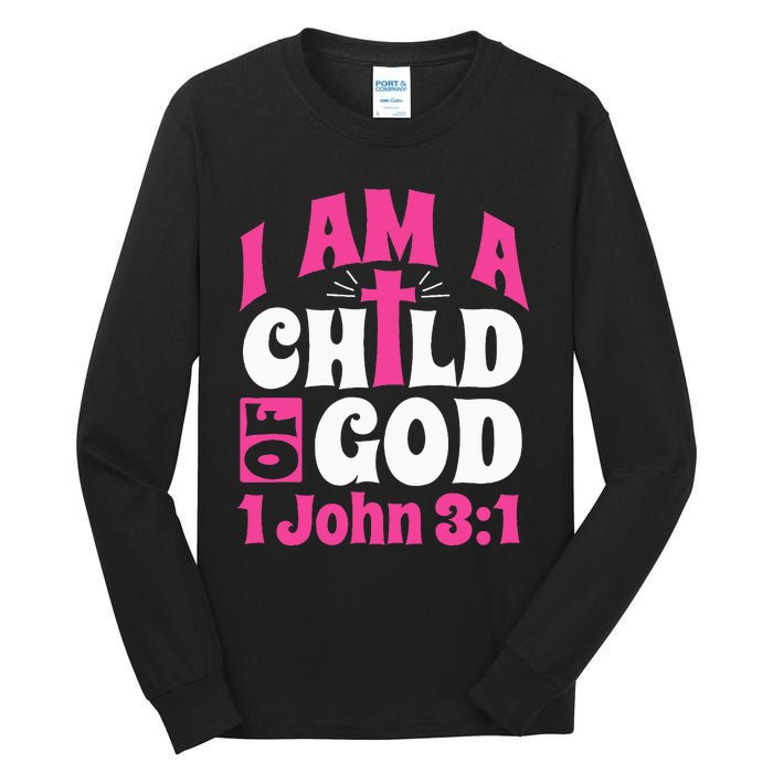 Christian Bible Verse I Am A Child Of God 1 John 31 Cross Tall Long Sleeve T-Shirt