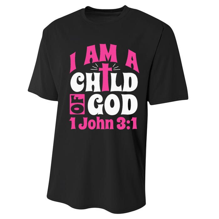 Christian Bible Verse I Am A Child Of God 1 John 31 Cross Performance Sprint T-Shirt