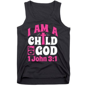 Christian Bible Verse I Am A Child Of God 1 John 31 Cross Tank Top