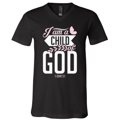 Christian Bible Verse I Am A Child Of God 1 John 31 V-Neck T-Shirt