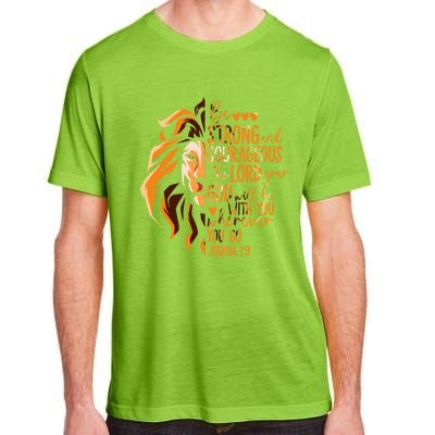 Christian Bible Verse Joshua 1:9 Lion Inspirational Religious Faith Jesus God Adult ChromaSoft Performance T-Shirt