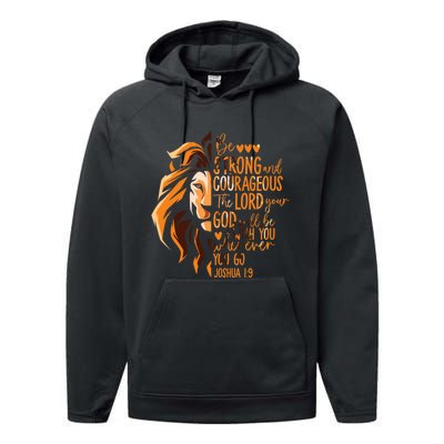 Christian Bible Verse Joshua 1:9 Lion Inspirational Religious Faith Jesus God Performance Fleece Hoodie