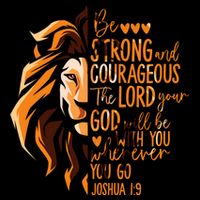Christian Bible Verse Joshua 1:9 Lion Inspirational Religious Faith Jesus God Tall T-Shirt