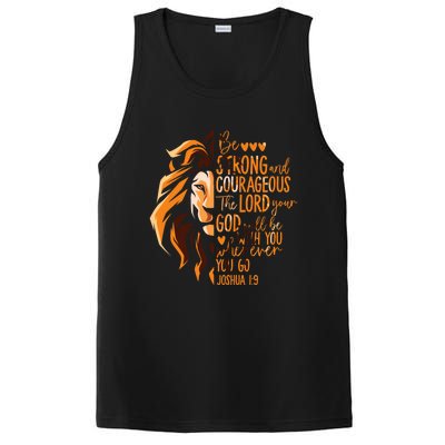 Christian Bible Verse Joshua 1:9 Lion Inspirational Religious Faith Jesus God PosiCharge Competitor Tank