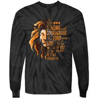 Christian Bible Verse Joshua 1:9 Lion Inspirational Religious Faith Jesus God Tie-Dye Long Sleeve Shirt