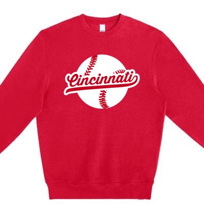 Cincinnati Baseball Vintage Ohio Pride Love City Red Premium Crewneck Sweatshirt