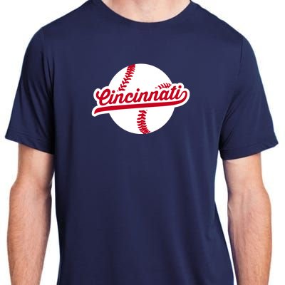 Cincinnati Baseball Vintage Ohio Pride Love City Red Adult ChromaSoft Performance T-Shirt