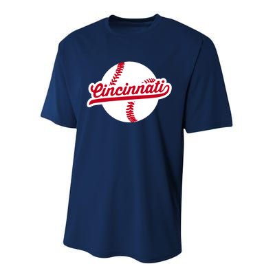 Cincinnati Baseball Vintage Ohio Pride Love City Red Performance Sprint T-Shirt